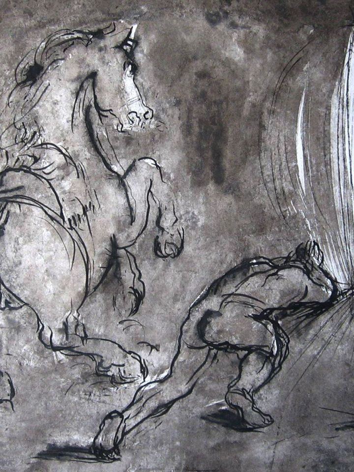 77.1.1. Borsos Miklós, A damaszkuszi úton, 1975. lavírozott tus, papír, 52X67cm