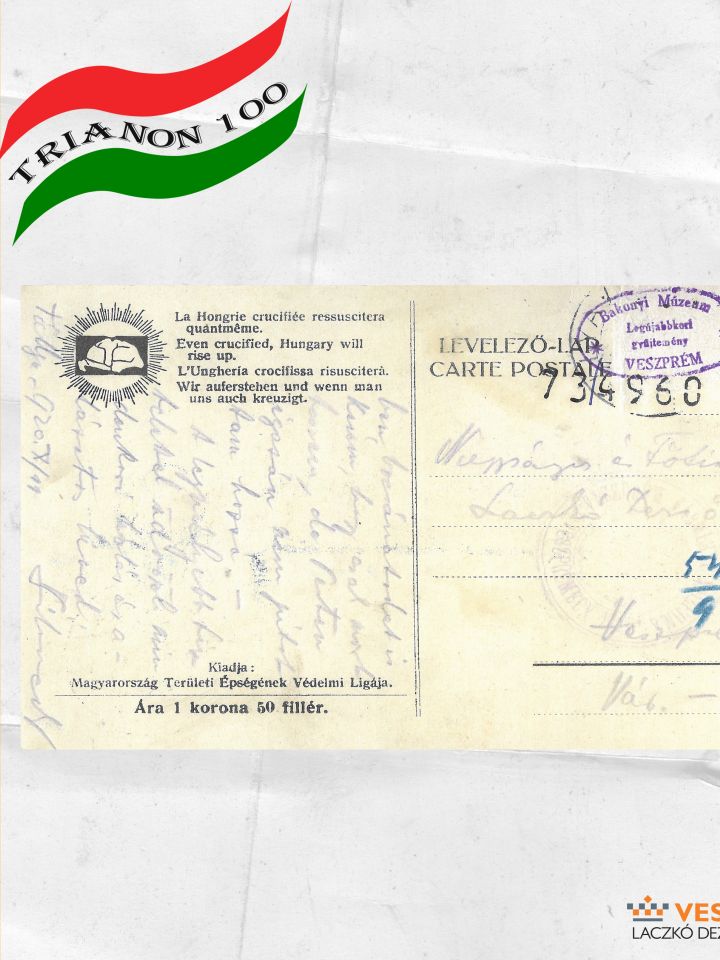 Irredenta levelezőlap, 1920. Magyarország Területi Épségének Védelmi Ligája kiadása. Keresztre feszített nagy-Magyarország térképe vörös szívvel. Feltámadunk ha megfeszítenek is. – felirattal. Kartonpapír, többszínű, 9x14 cm, álló T.D.73.4960.