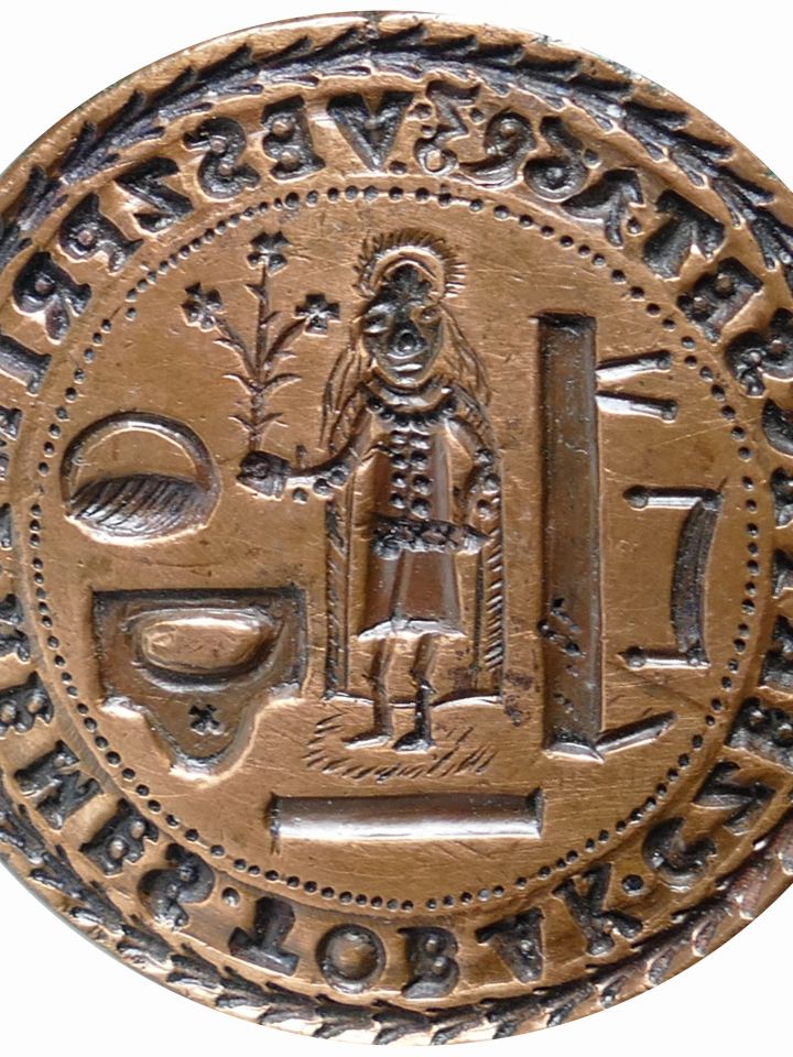 A veszprémi tobakosok pecsétnyomója. Szöveg: VESZPRIMI NEMES TOBAK CZEH PECSET 1693. LDM Néprajzi gyűjtemény C.112.