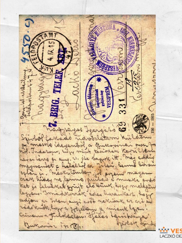 Szirbek Sándor Laczkó Dezsőhöz írt képes levelezőlapja (Laczkó Dezső Múzeum – Történeti Adattár ltsz. 69.331.)