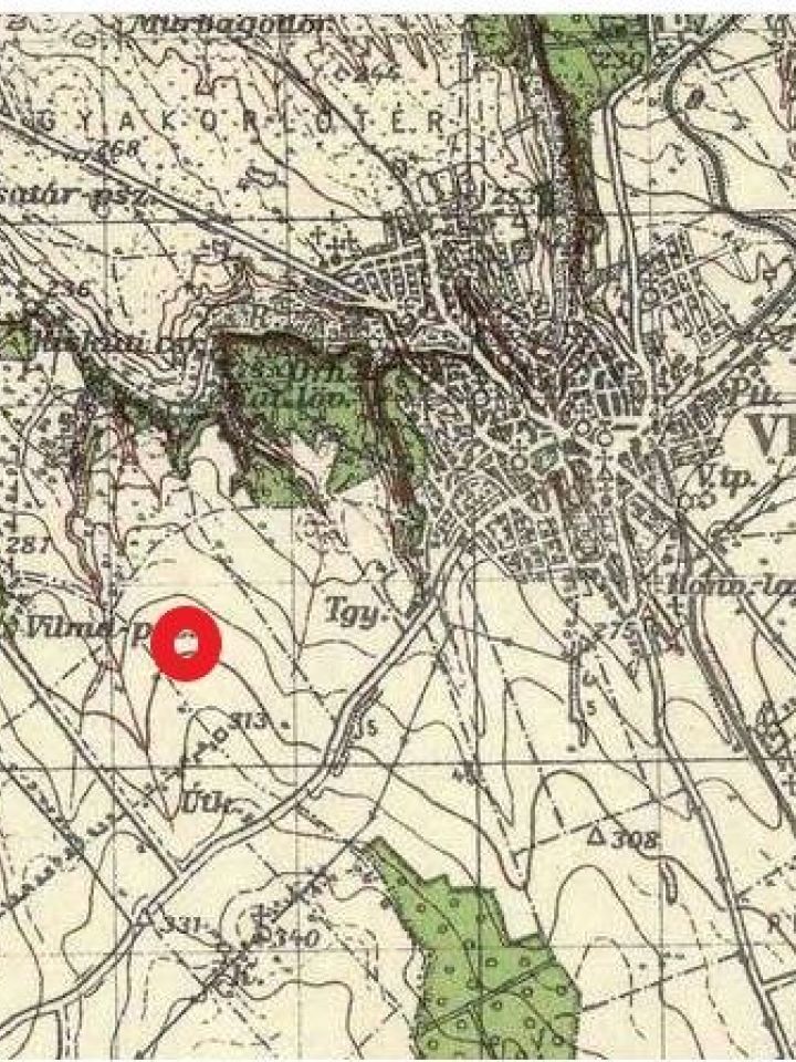  A szovjet golyószóró állás helye az 1941-es katonai felmérésen