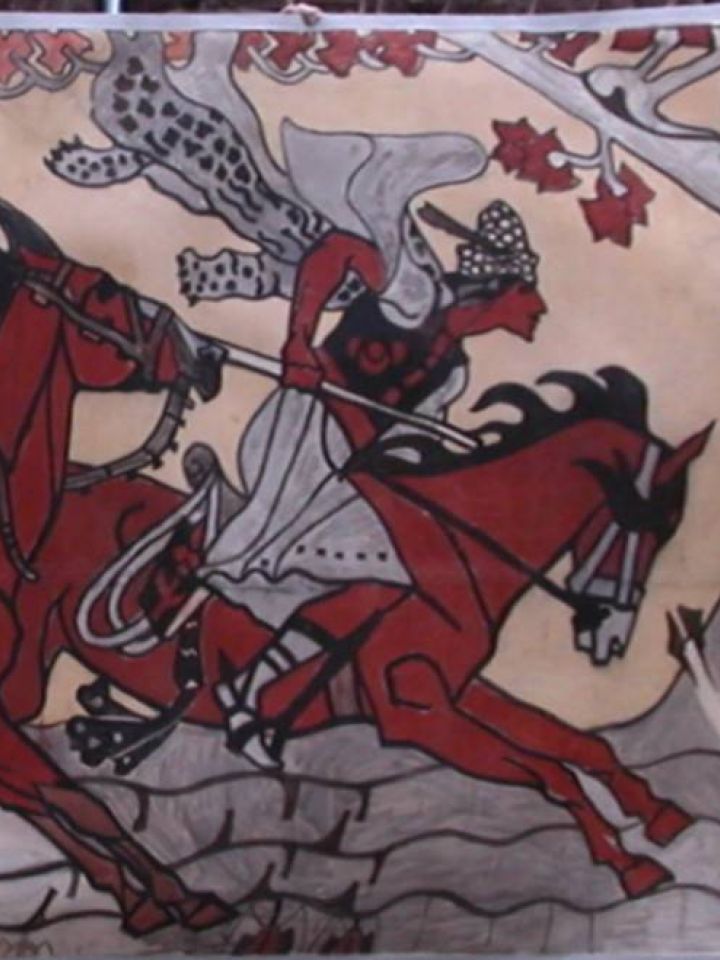 A csodaszarvas üldözése, a Petőfi Színház homlokzatán lévő sgraffito azonos méretű terve, 1909. Laczkó Dezső Múzeum tulajdona (Ltsz: 2002.4.1.)