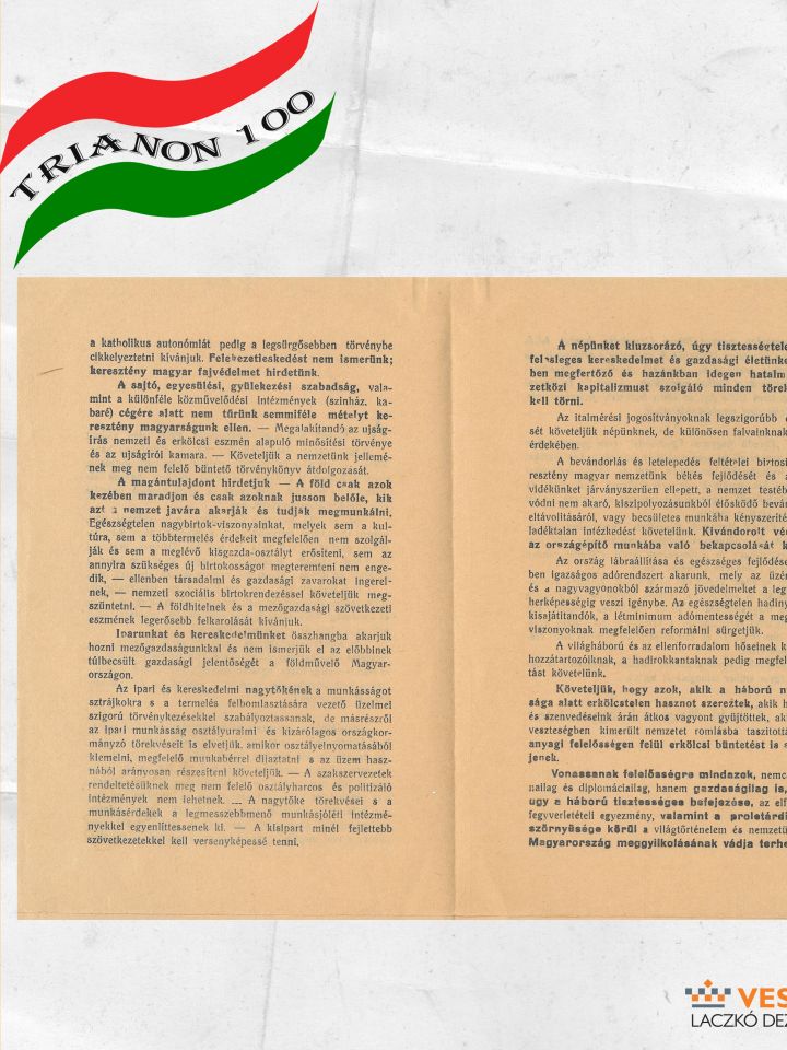 Programm füzetke Az Ébredő Magyarok Egyesületének programja. Papír, 2 db 29x21 cm méretű, kettéhajtott nyomtatott lap, álló. Legújabbkori gyűjtemény 60.139.