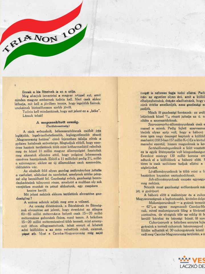 Propaganda füzet. Gerevich Zoltán ministeri osztálytanácsos: A magyar „béke”.  Hornyánszky Viktor m. kir. udv. könyvnyomda, Budapest 1920. Papír, 13.5x20 cm, álló, 16 oldal T.D.60.175. (5452/1921.)