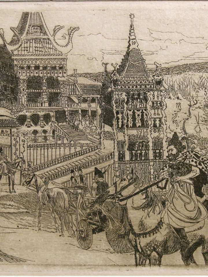 Attila palotája, 1903. rézkarc, papír (Ltsz: 77.80.1. )