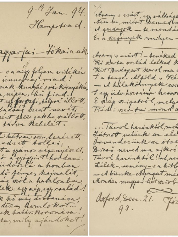 Levél Jókainak a „Külföld magyarjai”-tól Józan Miklós alkalmi versével. 1894. 