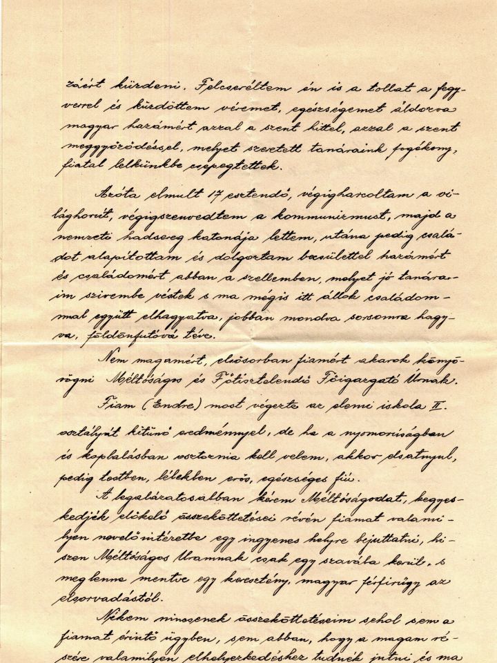 Héger Endre levele, második oldal (LDM-–Múzeumtörténeti adattár 48.853/1977. ltsz.)