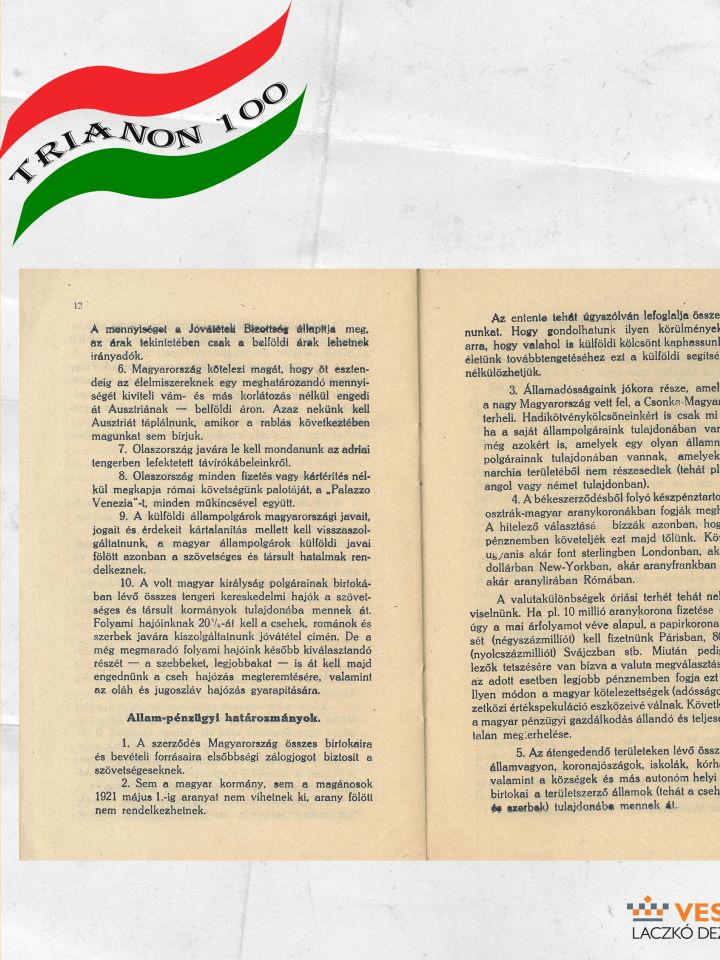 Propaganda füzet. Gerevich Zoltán ministeri osztálytanácsos: A magyar „béke”.  Hornyánszky Viktor m. kir. udv. könyvnyomda, Budapest 1920. Papír, 13.5x20 cm, álló, 16 oldal T.D.60.175. (5452/1921.)