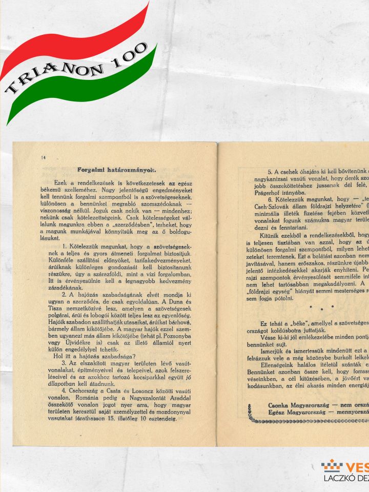 Propaganda füzet. Gerevich Zoltán ministeri osztálytanácsos: A magyar „béke”.  Hornyánszky Viktor m. kir. udv. könyvnyomda, Budapest 1920. Papír, 13.5x20 cm, álló, 16 oldal T.D.60.175. (5452/1921.)