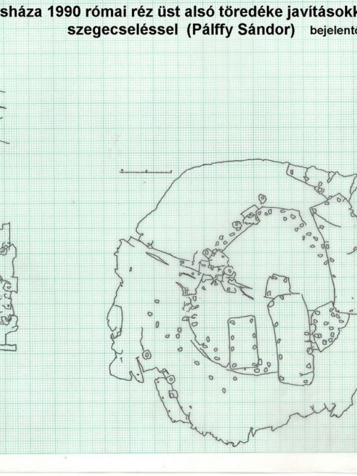 Az üsttöredék és a mellette talált perem  töredék rajza