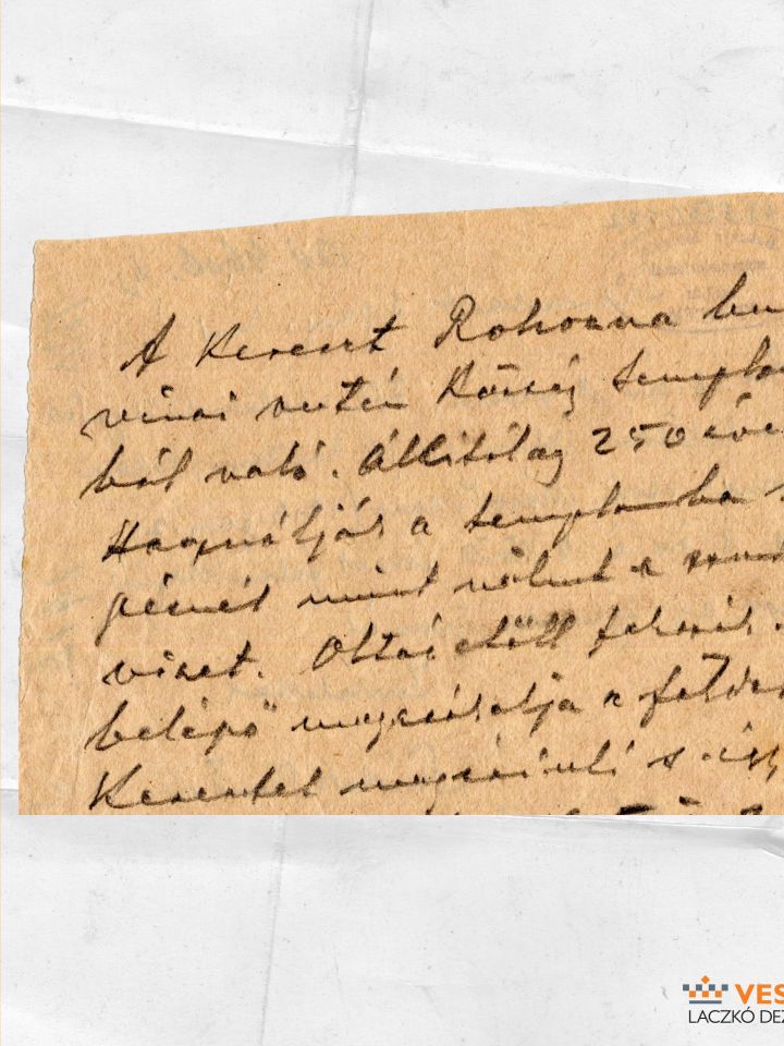 Szirbek Sándor kísérő cédulájának hátsó oldala (Laczkó Dezső Múzeum – Múzeumtörténeti Adattár ltsz. 48.856/1977.)