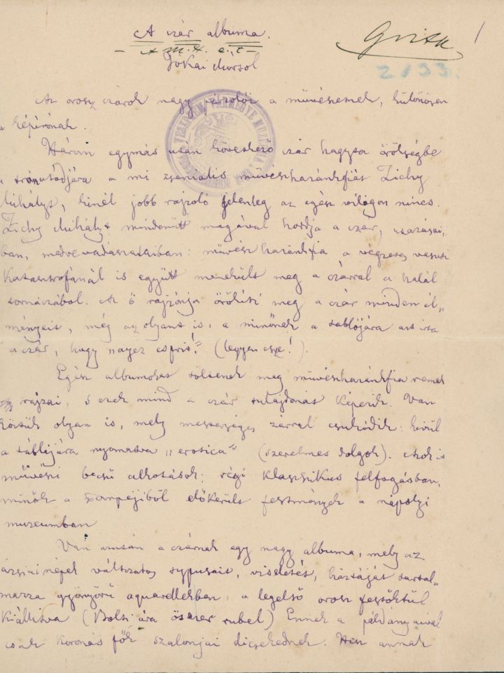  Jókai Mór „A czár albuma” című kézirata