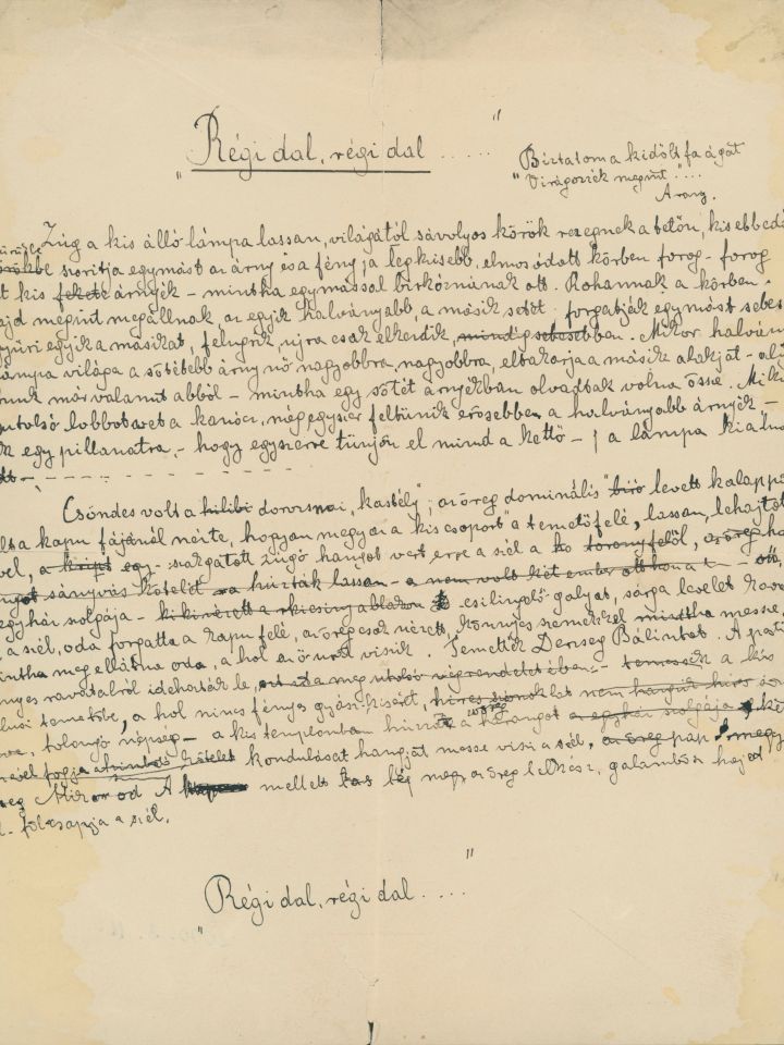 Jókai Mór „Régi dal, régi dal” című kézirata