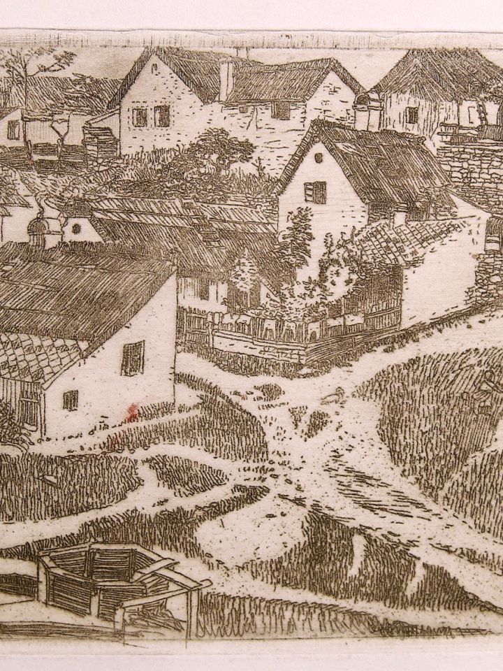 Falurészlet kertekkel, é. n. rézkarc, papír (Ltsz: 2008.50.1. )
