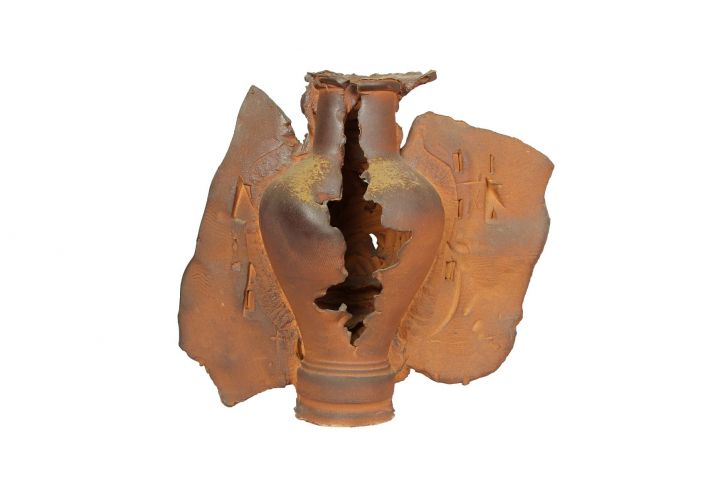 Váza lángokban, samottos pirogránit, M:42 cm