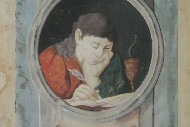 Ezen a freskórészleten Szent János apostol alakja látható, jelképével, egy kehellyel, amelyből egy kígyó bukkan elő. A kehely, kígyóval való ábrázolása a szent életéből vett mérgezésről szóló legendákra utalhat. 